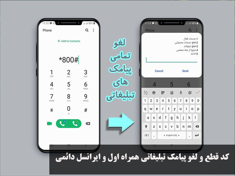 کد قطع و لغو پیامک تبلیغاتی همراه اول و ایرانسل دائمی