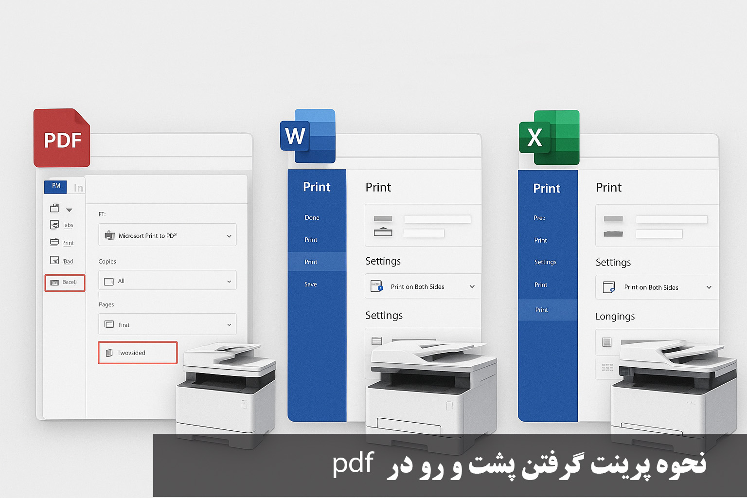 نحوه پرینت گرفتن پشت و رو در pdf + اکسل + ورد در انواع پرینتر
