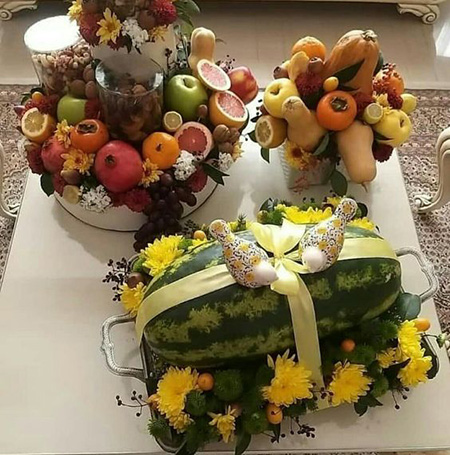 ایده تزیین خنچه عروس برای شب یلدا شیک