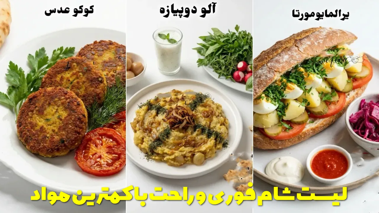 لیست شام فوری و راحت با کمترین مواد