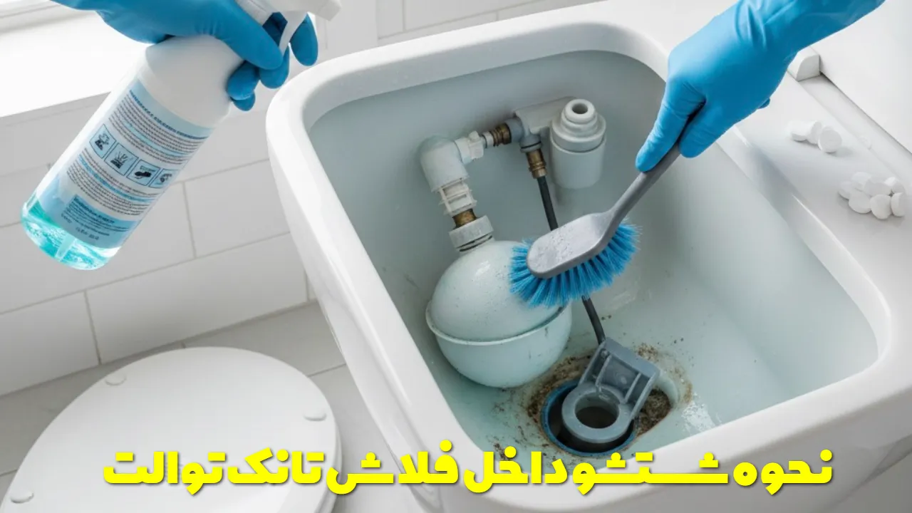 نحوه شستشو و ضد عفونی کردن داخل فلاش تانک توالت