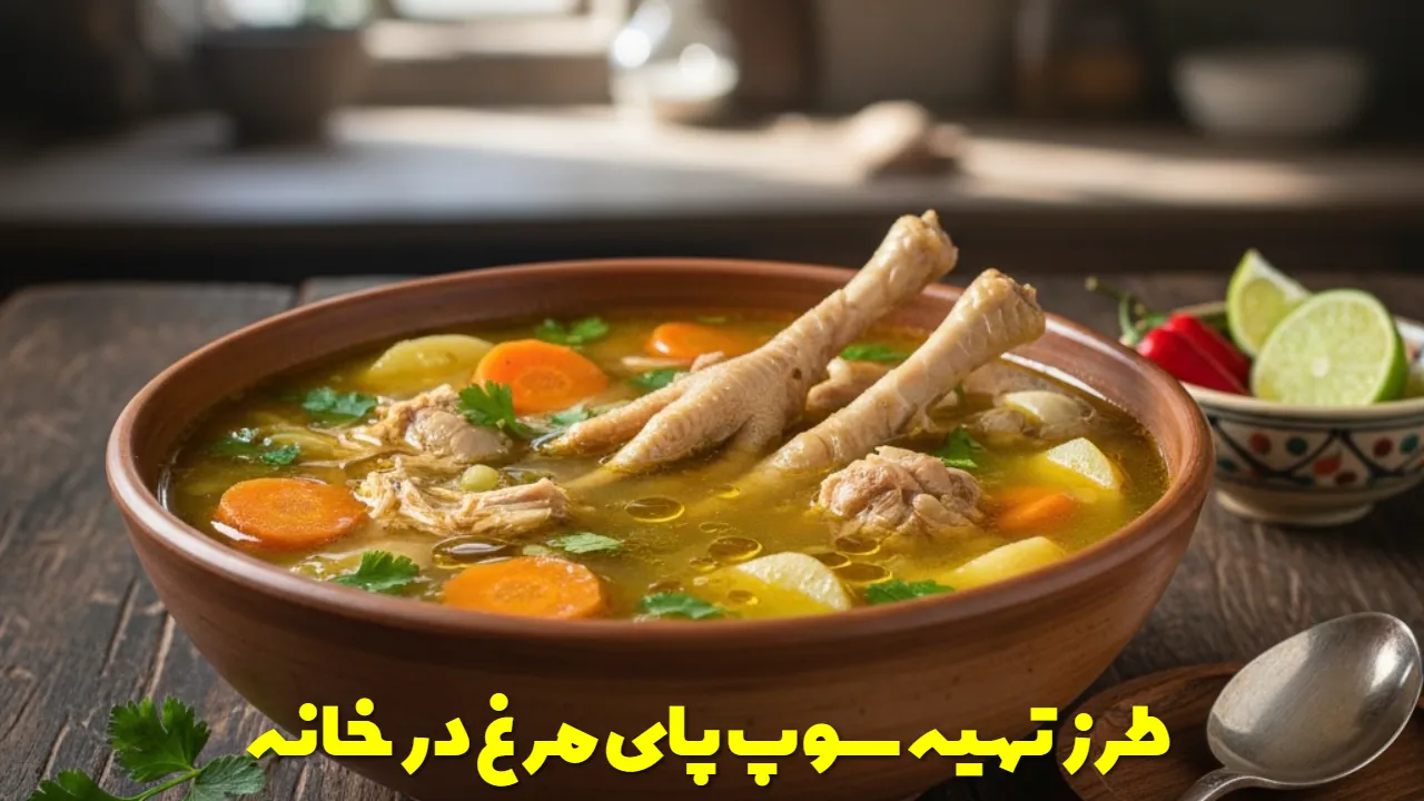 طرز تهیه سوپ پای مرغ در خانه