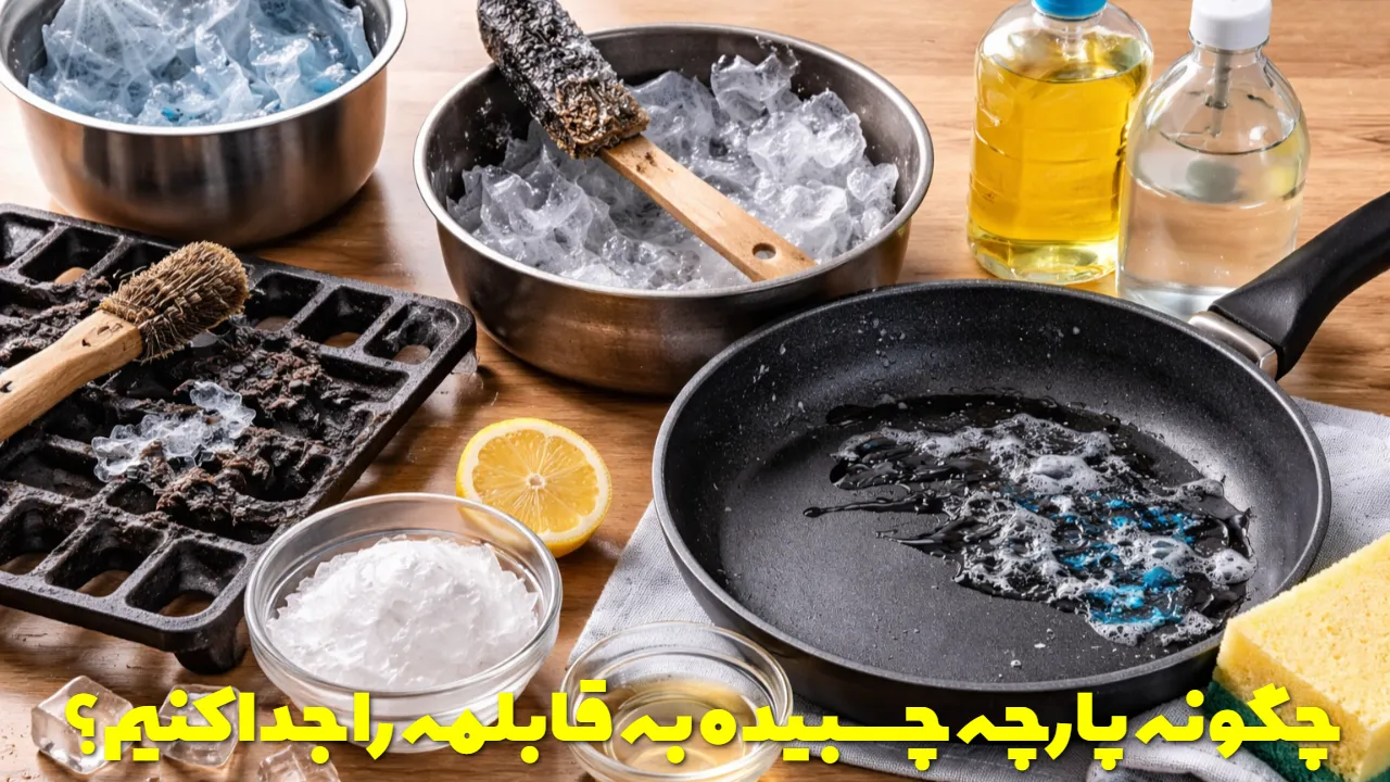 چگونه پارچه یا پلاستیک چسبیده به قابلمه را جدا کنیم؟