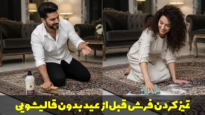 تمیز کردن فرش قبل از عید بدون قالیشویی