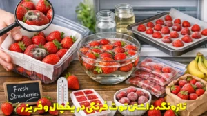 تازه نگه داشتن توت فرنگی در یخچال و فریزر