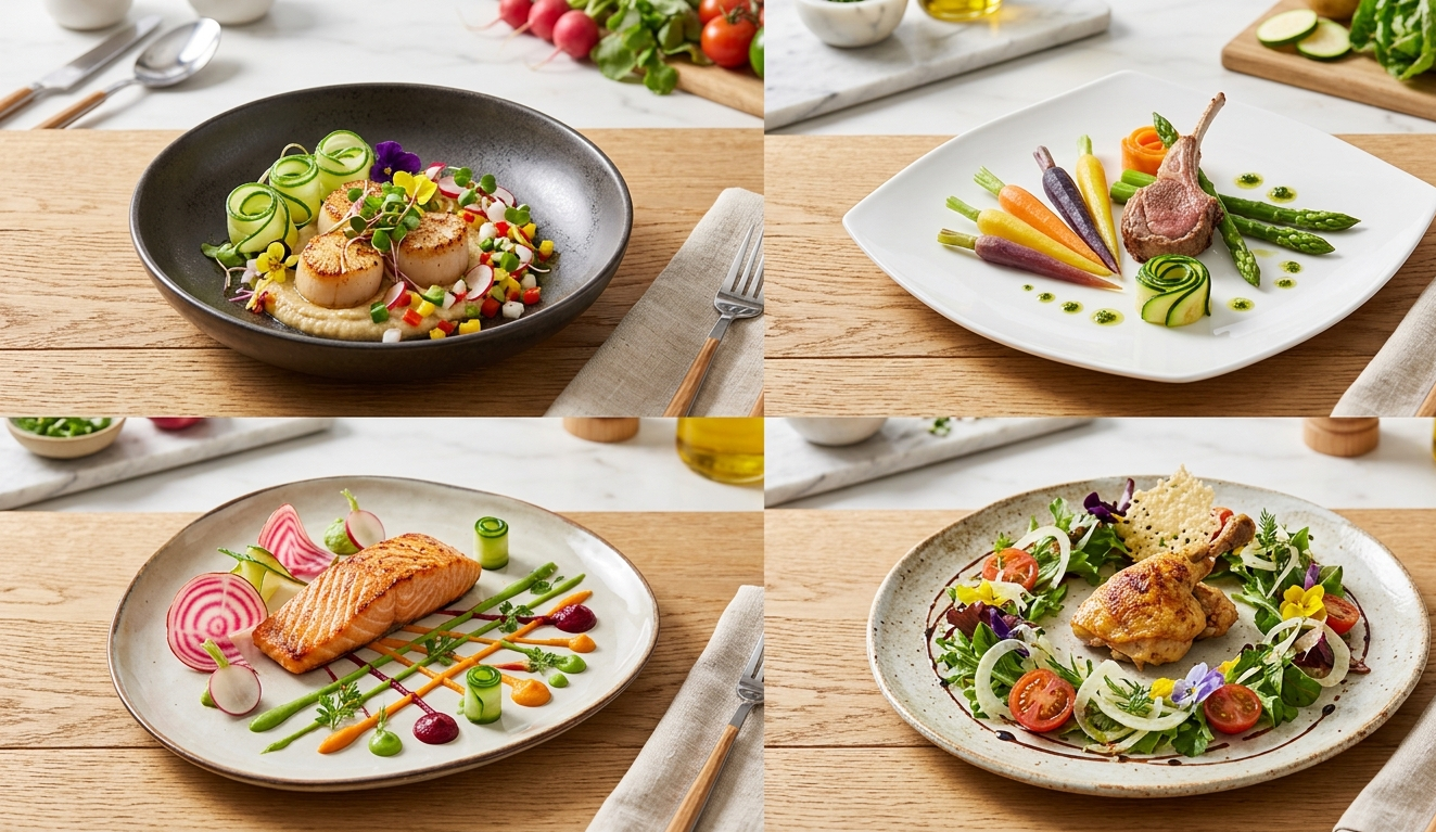 دورچین غذا با سبزیجات برای تزیین 