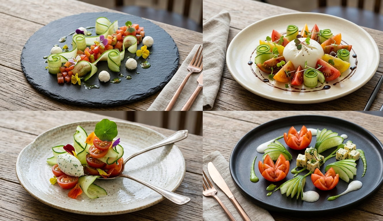 دورچین غذا با سبزیجات برای تزیین 