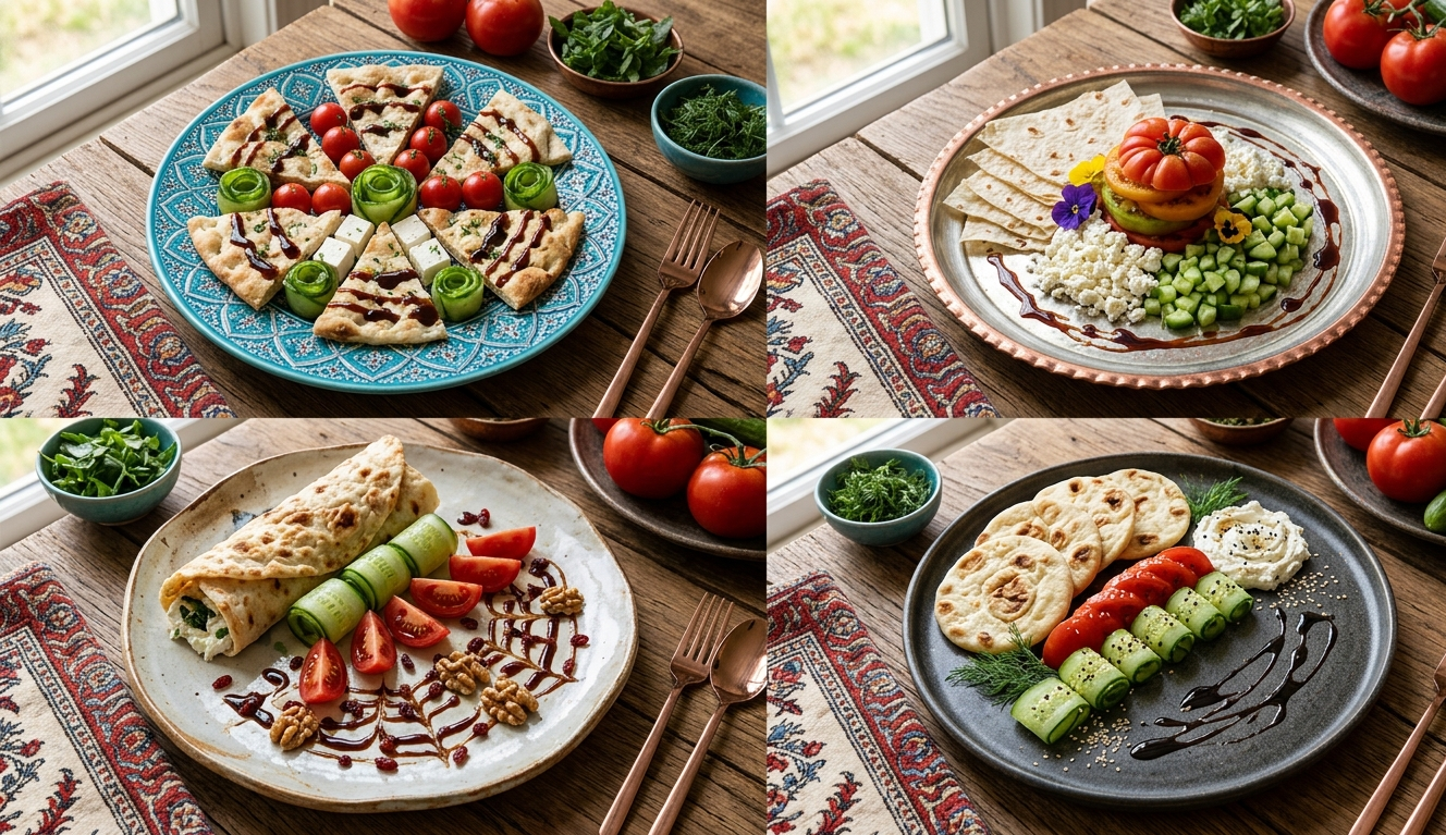 تزیین خیار و گوجه و پنیر 