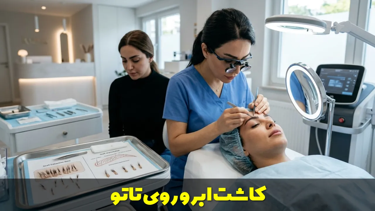 کاشت ابرو روی تاتو 