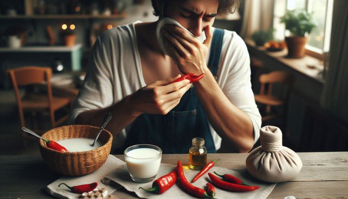 رفع تندی فلفل از پوست دست