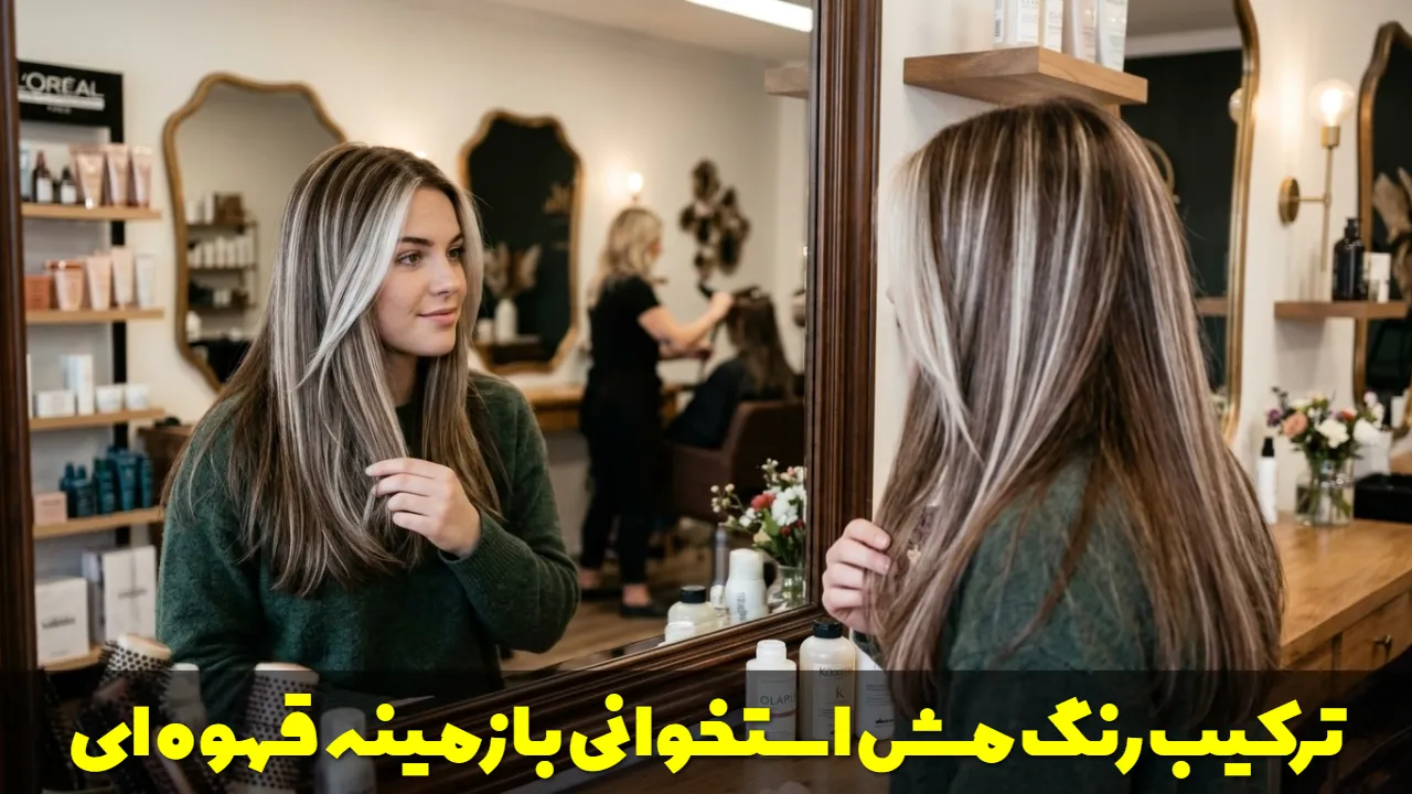 ترکیب رنگ مش استخوانی با زمینه قهوه ای