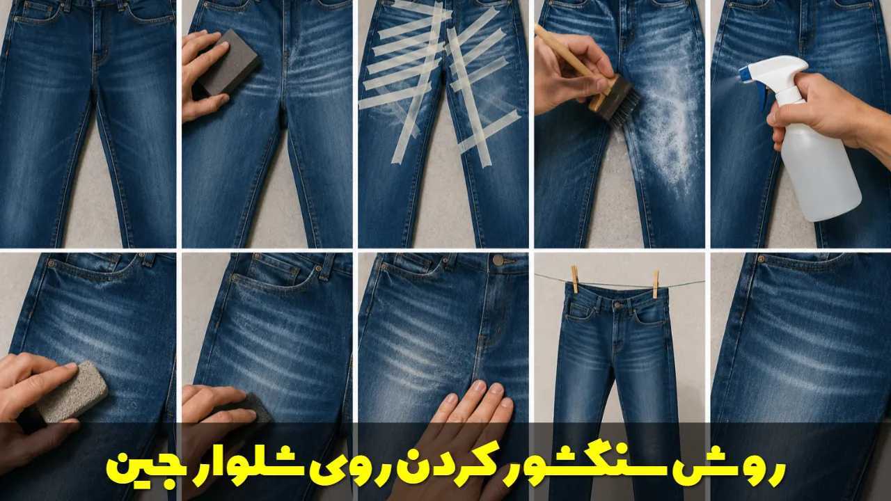 روش سایه انداختن یا سنگشور کردن روی شلوار جین