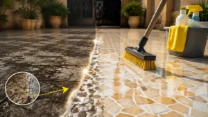 بهترین روش جرم گیری و تمیز کردن موزاییک حیاط با ترفندهای آسان
