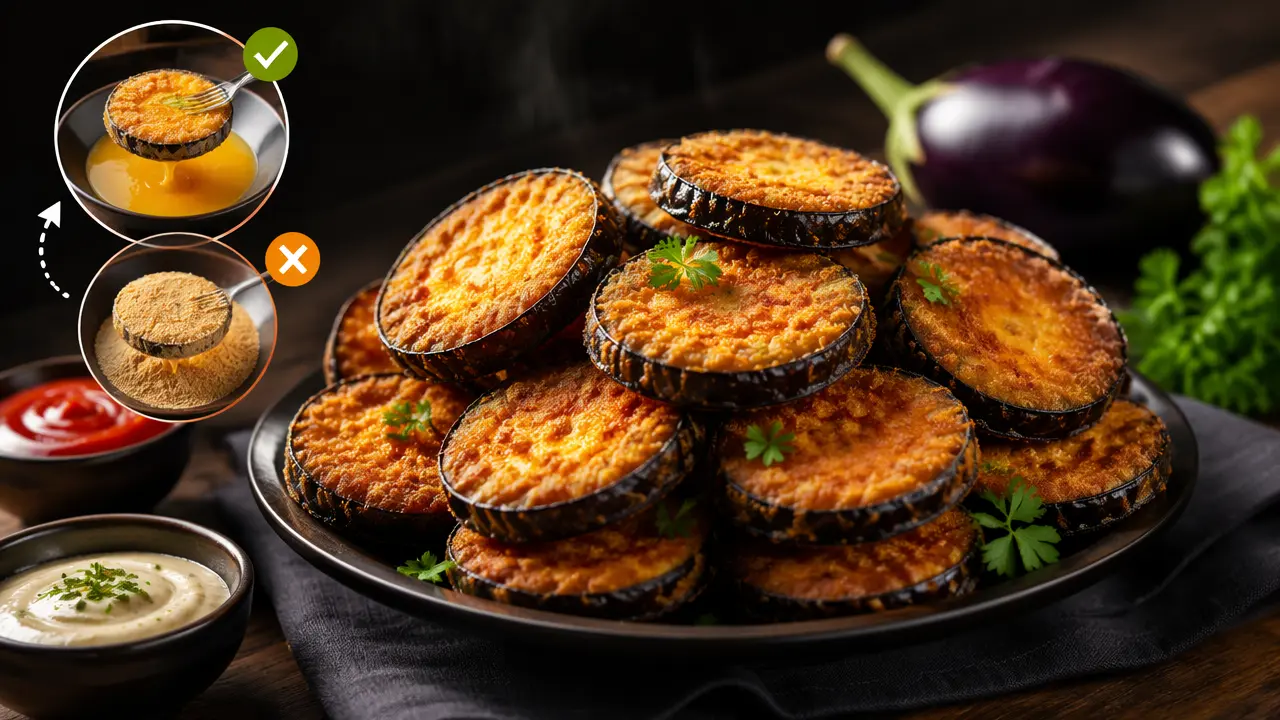 طرز تهیه بادمجان سوخاری رستورانی و خوشمزه با تخم مرغ و بدون تخم مرغ