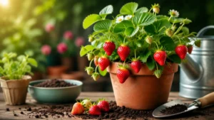 نحوه کاشت توت فرنگی در گلدان + زمان کاشت و خاک مناسب برای کاشت