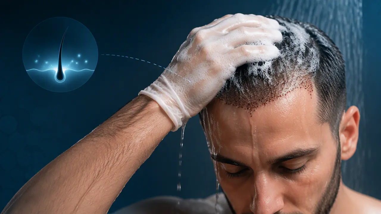 شستن کف سر پس از کاشت مو