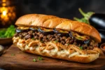 طرز تهیه ساندویچ بادمجان سرخ شده با گوشت و مرغ شام خوشمزه و ساده