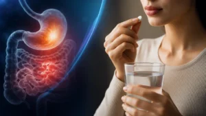 خوردن قرص برای مشکلات معده و روده با آب پیش از صرف غذا
