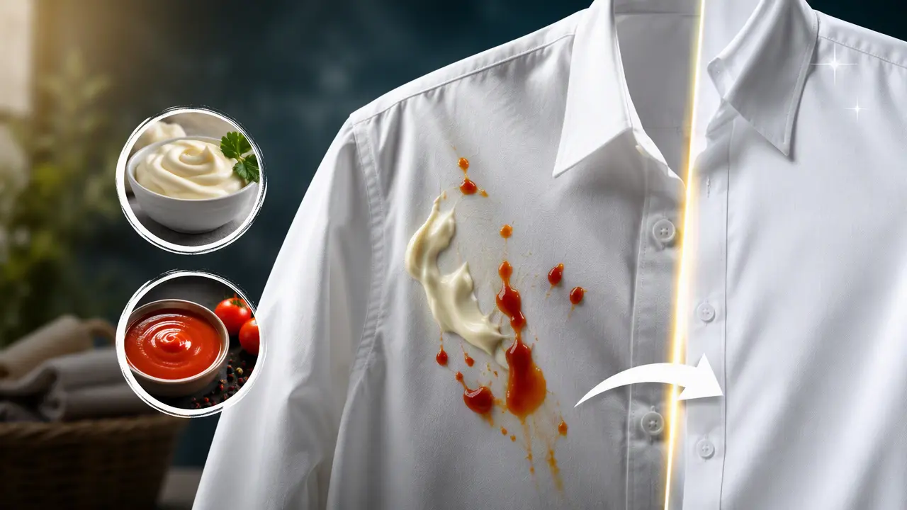 پاک کردن لکه سس مایونز از روی لباس | چگونه لکه سس قرمز را پاک کنیم؟