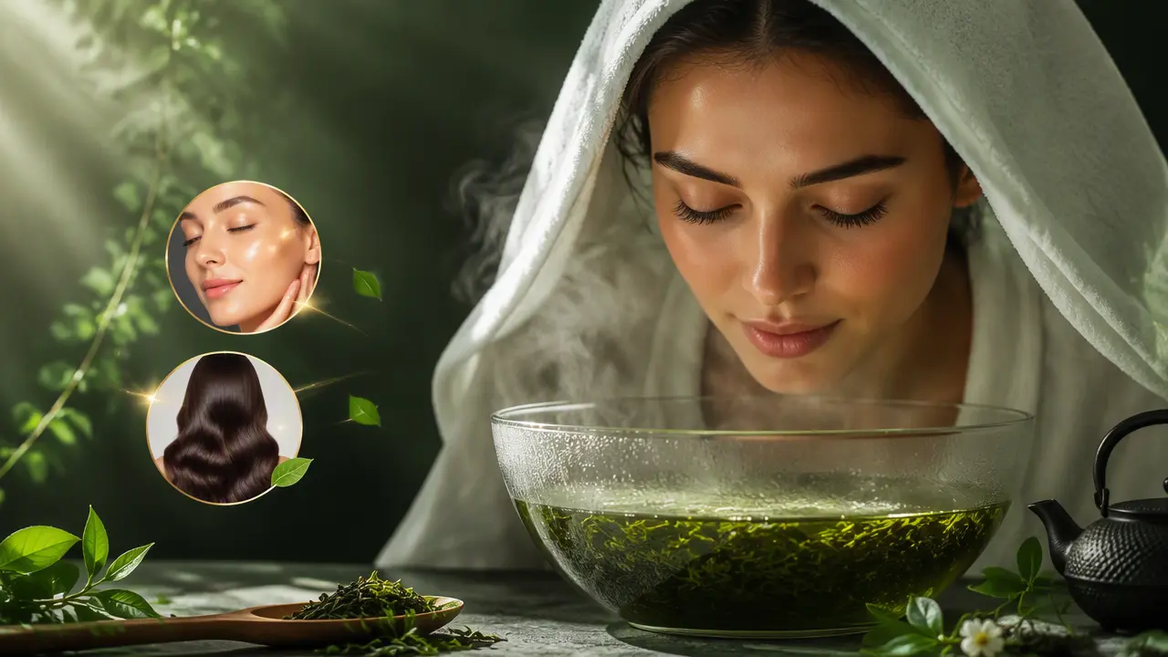 راهنمای کامل خواص و طرز انجام بخور چای سبز برای پوست و مو