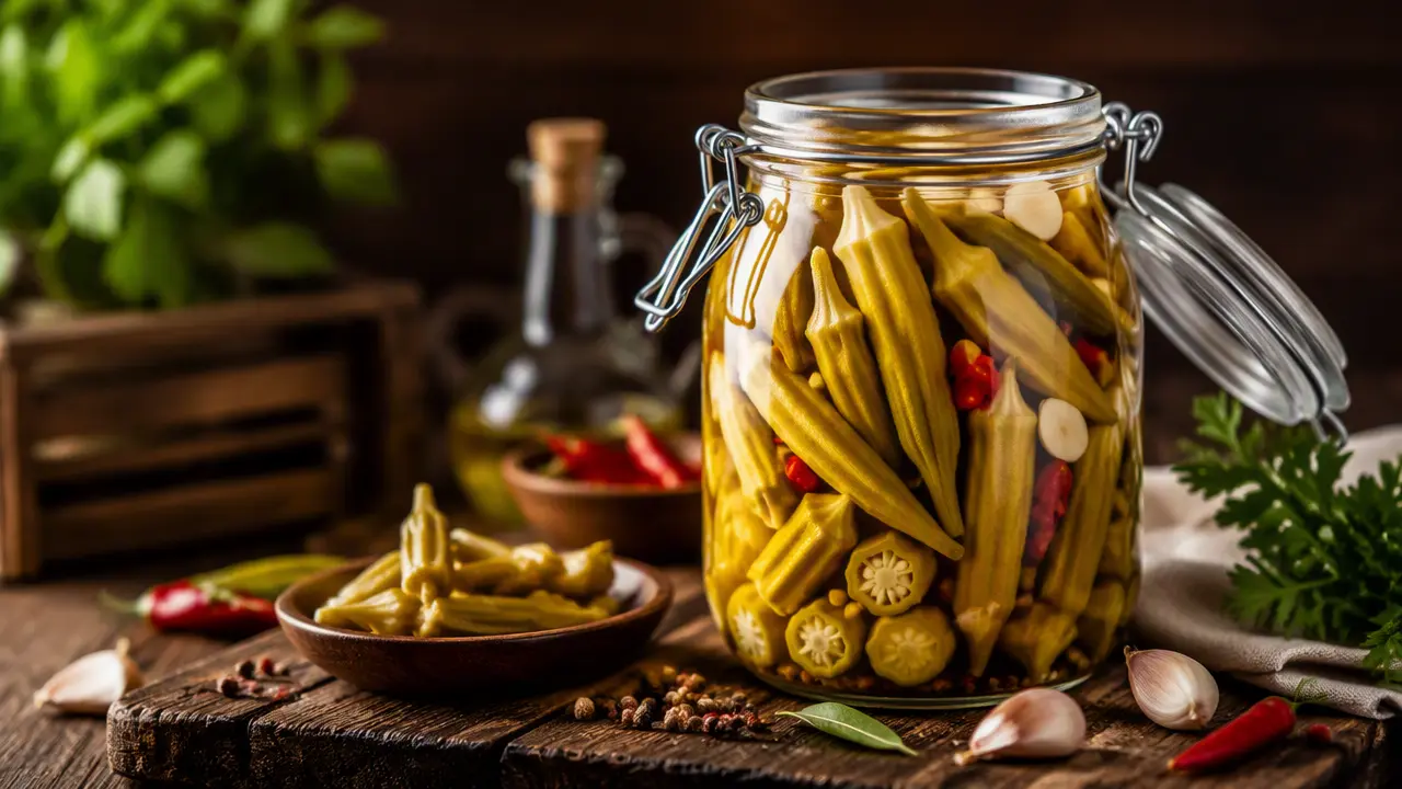طرز تهیه ترشی بامیه شور خانگی ساده و خوشمزه به همراه فوت و فن