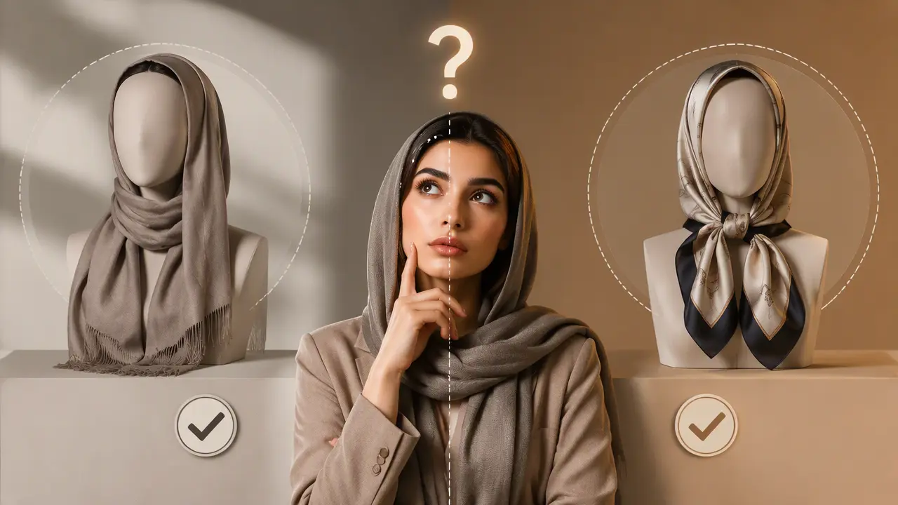برای صورت کشیده شال بهتر است یا روسری؟ راهنمای انتخاب مدل مناسب