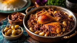 طرز تهیه مرغ مشهدی با سیر ترشی و پیاز کاراملی خوشمزه به سبک رستورانی