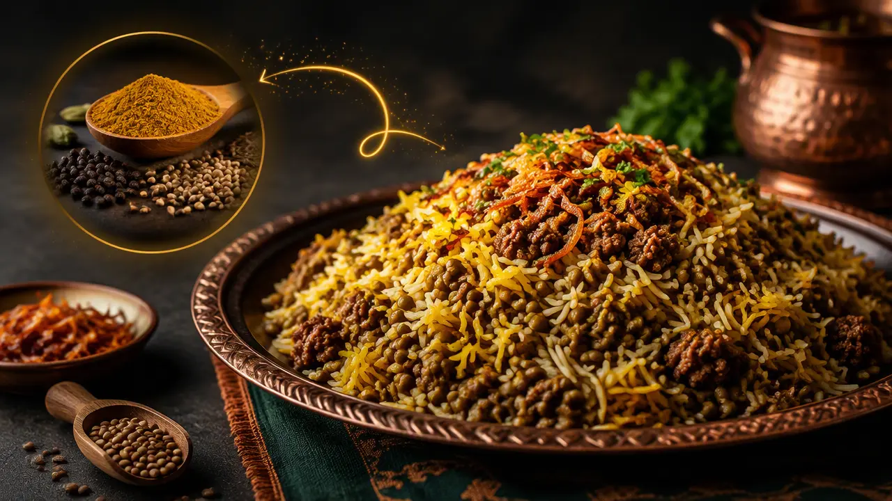 ادویه عدس پلو با گوشت چرخ کرده و بدون گوشت + راز خوشمزه شدن عدس پلو