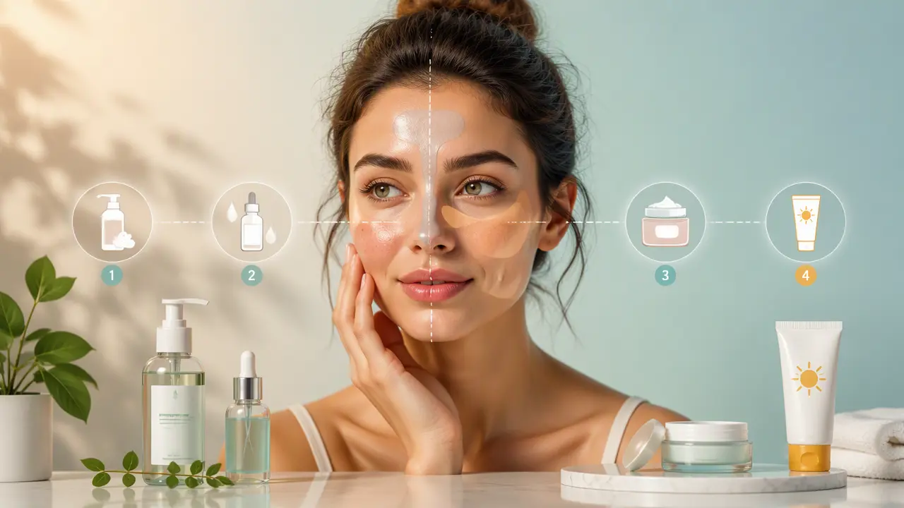 بهترین روتین پوست مختلط چیست؟ از پاکسازی تا آبرسانی و ضدآفتاب