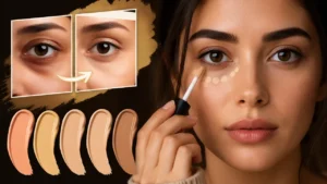 نحوه پوشاندن گودی زیر چشم با ارایش | چه رنگ کانسیلر برای سیاهی زیر چشم