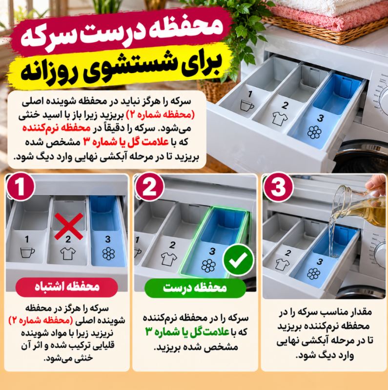 طریقه استفاده از سرکه در لباسشویی