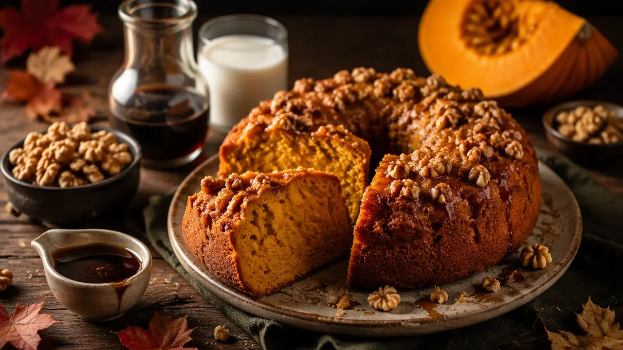 طرز تهیه کیک کدو حلوایی با شیر، شیره انگور و گردو با فر و بدون فر در قابلمه