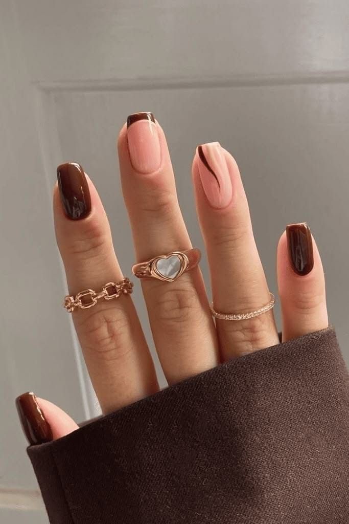 مدل ناخن قهوه ای شکلاتی